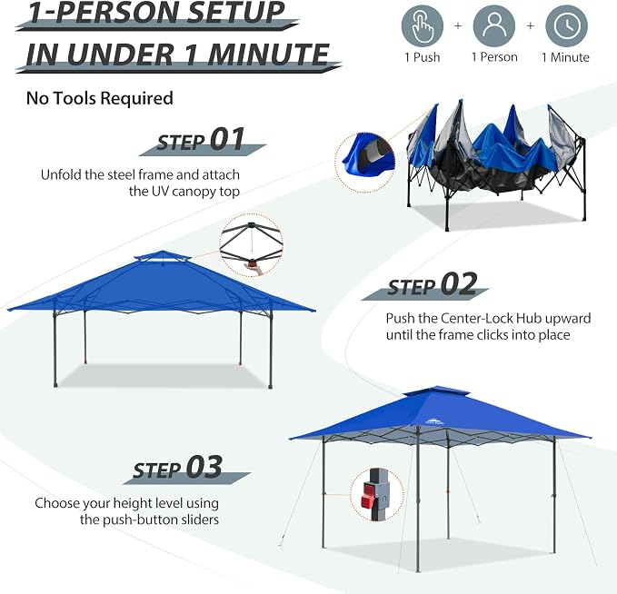 EAGLE PEAK 13x13 Straight Leg Pop Up Canopy Tent Instant Outdoor Canopy Easy - Image 2