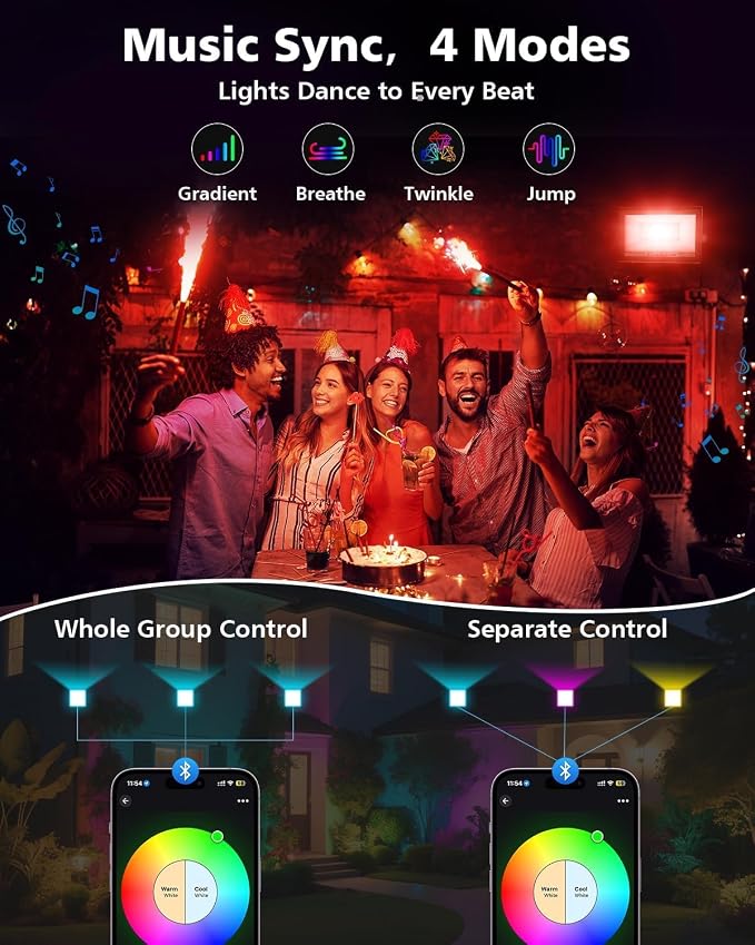 T-SUN Christmas Led Flood Light 60W, Outdoor Waterproof Color Changing Uplight - Image 5