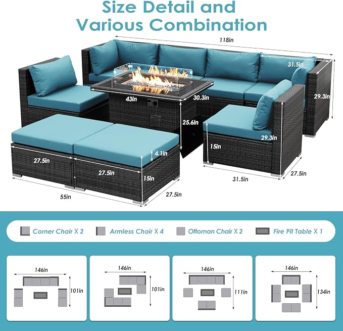 BULEXYARD 9 Pcs Highback Patio Furniture Set - Image 6