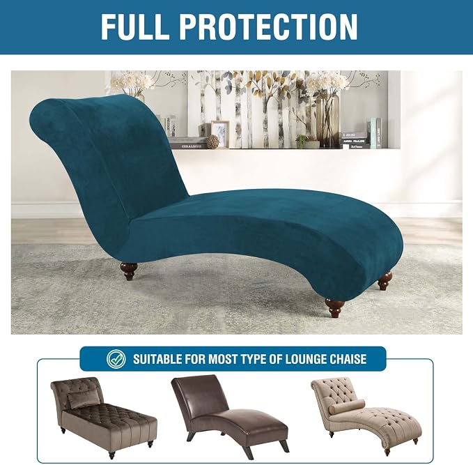 H.VERSAILTEX Chaise Lounge Cover Indoor Velvet Chaise Slipcover High Stretch - Image 5