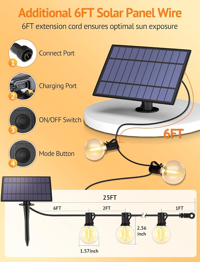 25FT Solar String Lights Outdoor - Image 6