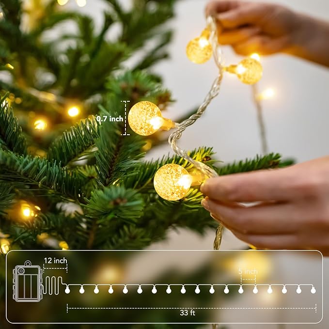 Metaku Globe Fairy Lights Battery Operated 33ft 80LED String Lights - Image 5