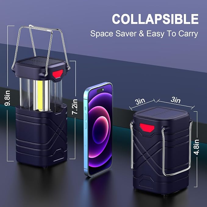 LETMY 4 Pack Camping Lantern, Rechargeable LED Lanterns, Solar Lantern Battery - Image 4