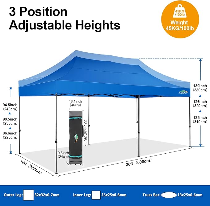 COBIZI 10x20 Pop up Canopy Tent 10x20 Canopy - Image 5