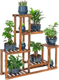 Wood Plant Stand Indoor Outdoor Multi Tiered Corner Plant Shelf Holder High Low by COOGOU