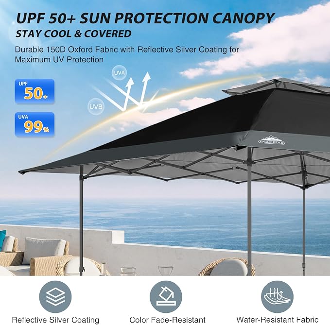 EAGLE PEAK 13x13 Straight Leg Pop Up Canopy Tent Instant Outdoor Canopy Easy - Image 4