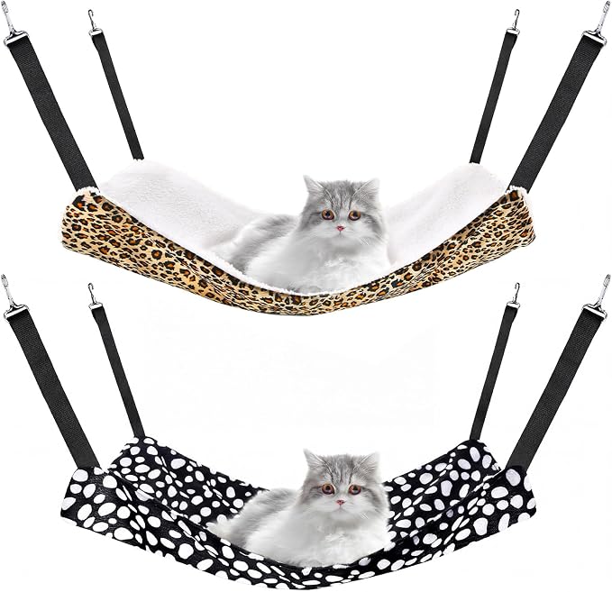 Jetec 2 Pieces Reversible Cat Hanging Hammock Soft Breathable Pet Cage Hammock by Jetec