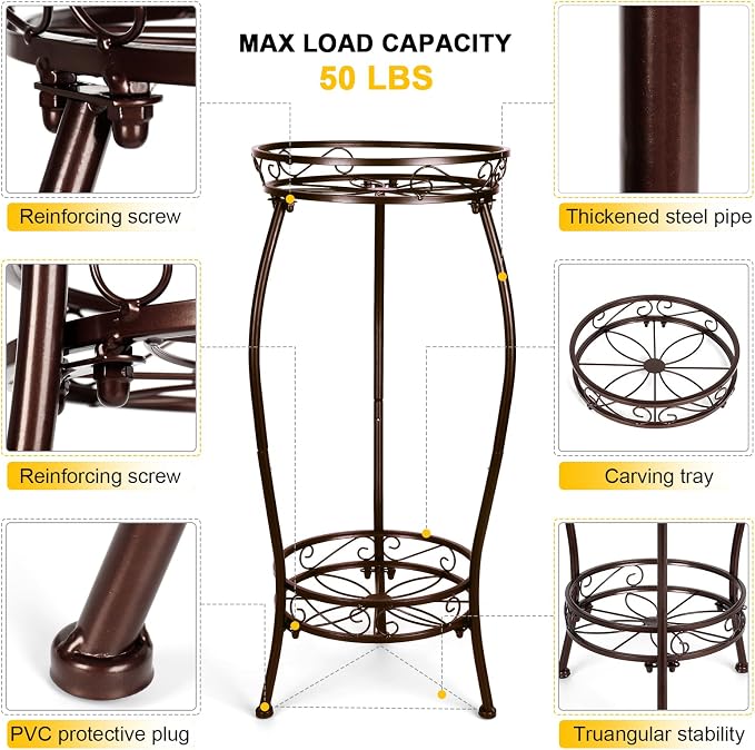 2 Tier Rustproof Iron Plant Stand - Image 2