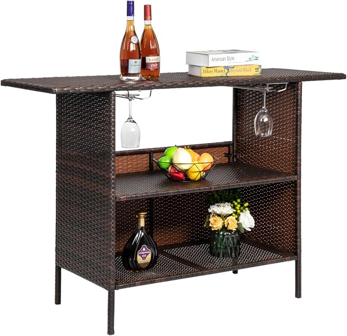 Multifunctional Wicker Outdoor Bar Table - Image 5