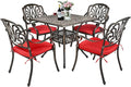 TITIMO 5-Piece Cast Aluminum Outdoor Patio Dining Set, 4 Pattern Chairs and by TITIMO