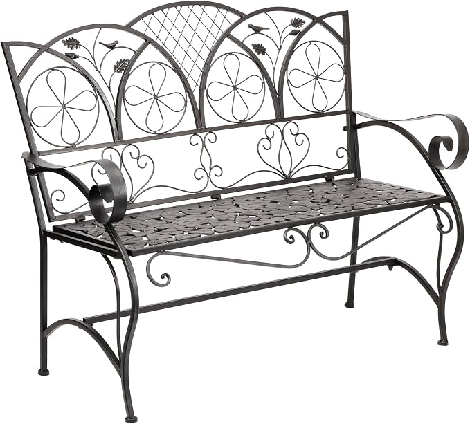 Alpine Corporation 45" Long Outdoor Metal Classic Bench - Image 4