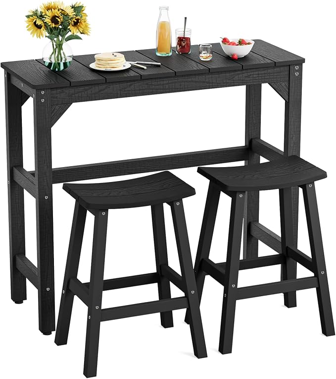 3 Piece Outdoor Bar Set, Poolside and Bistro, Weatherproof by LAHAAP