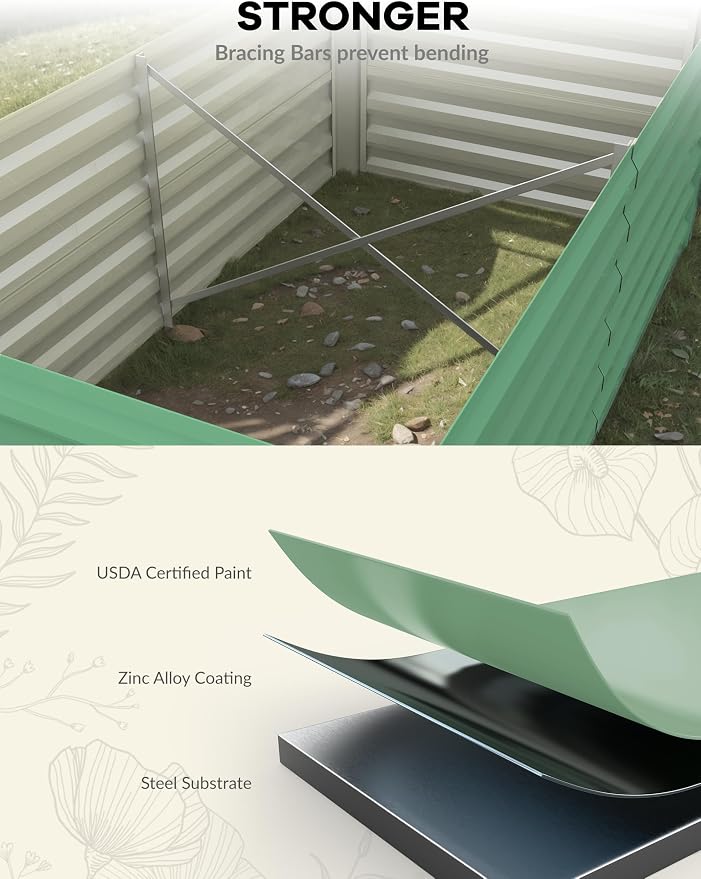 GarveeLife 8x4x2 ft Galvanized Raised Garden Bed, Rust-Resistant Raised Garden - Image 2