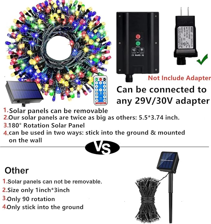 Solar String Lights Outdoor, 115 Ft 300 LED Solar Christmas Lights - Image 6