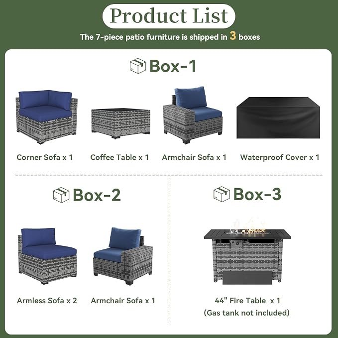 Aoxun 7 Piece Patio Furniture Set - Image 4