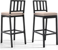 YITAHOME Outdoor Bar Stools Set of 2, Cushioned Metal Outdoor Bar Stools by YITAHOME