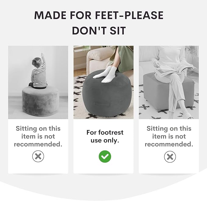 MeMoreCool Round Stuffed Pouf Ottoman Foot Rest, Floor Pouf Foot Stool - Image 9