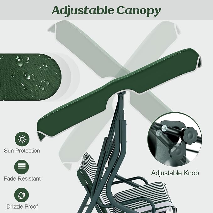 Tangkula 3 Person Porch Swing, Patio Swing - Image 4