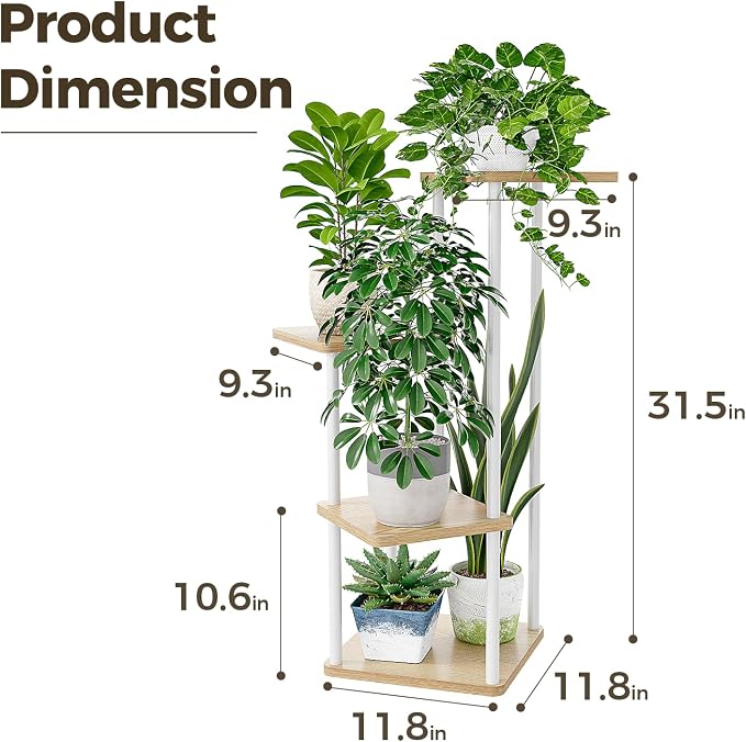 Bamworld Small Plant Stand Indoor 4 Tier Metal Plant Shelf - Image 5