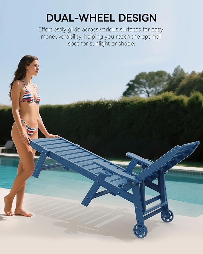 Carauci Lounge Chair Outdoor Set of 4, HDPE Chaise Lounge - Image 4