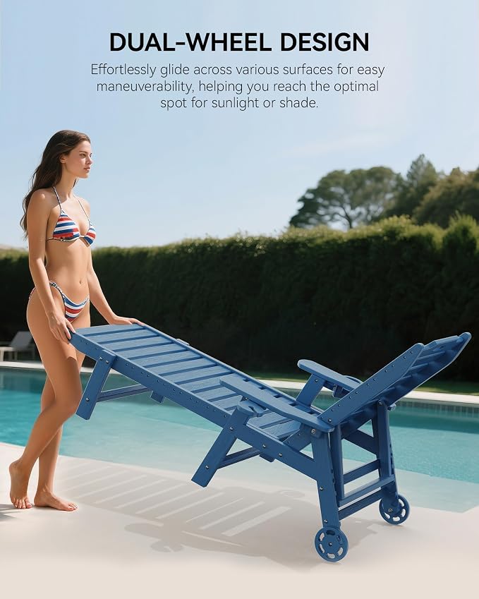Carauci Lounge Chair Outdoor Set of 2, HDPE Chaise Lounge - Image 4