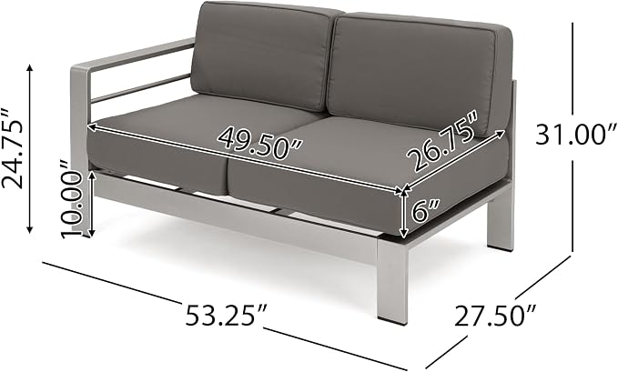 Outdoor Aluminum Furniture Set, 4-Person Patio Sectional Conversation Sofa Set - Image 4