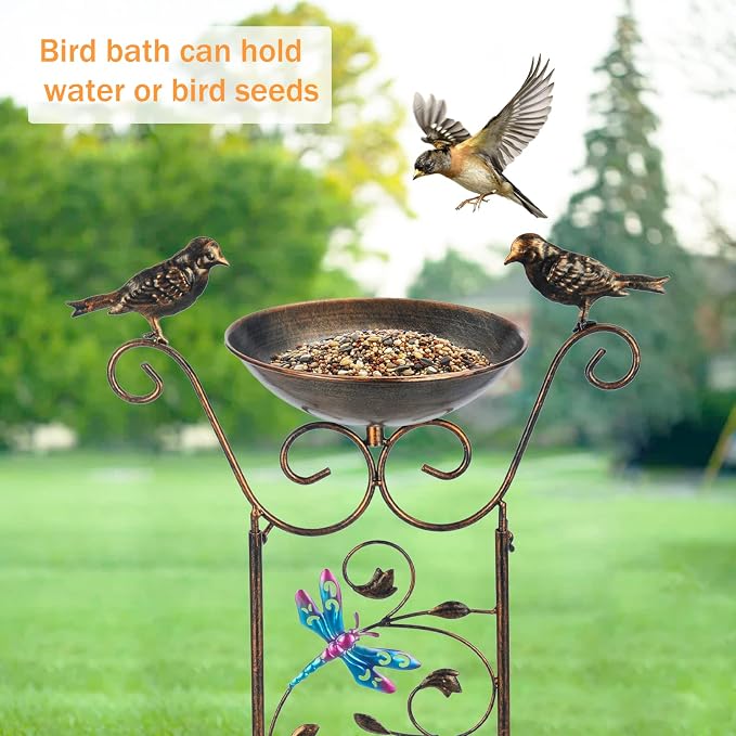LEWIS&WAYNE Garden Trellis Bird Bath Outdoor, 40 Inch Antique Iron Garden Plant - Image 5