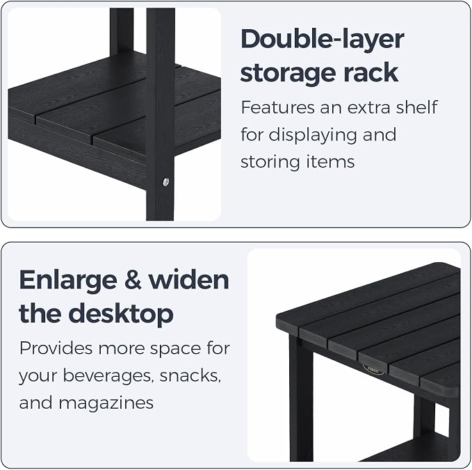 Square Outdoor Side Table Adirondack Side Table, Water-resistant & 2-Tier Small - Image 6