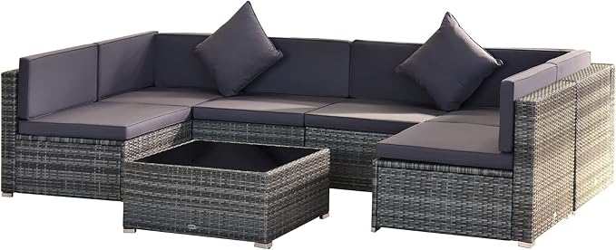 Outsunny 7-Piece Patio Furniture Sets Outdoor Wicker Conversation Sets All by Outsunny