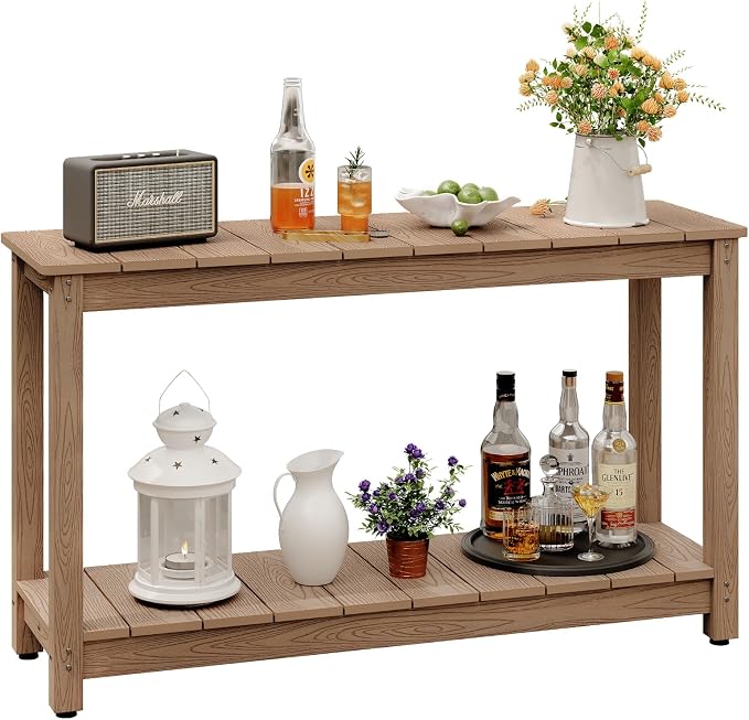 Outdoor Console Table, 440LBS Weight Capacity, 2-Tier Multifunctional Buffet by LAHAAP