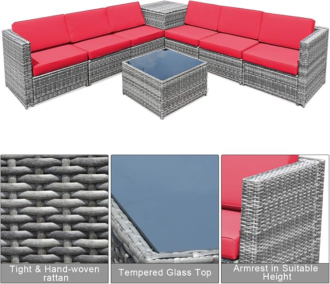 Tangkula 8 Pieces Wicker Patio Furniture Set - Image 6