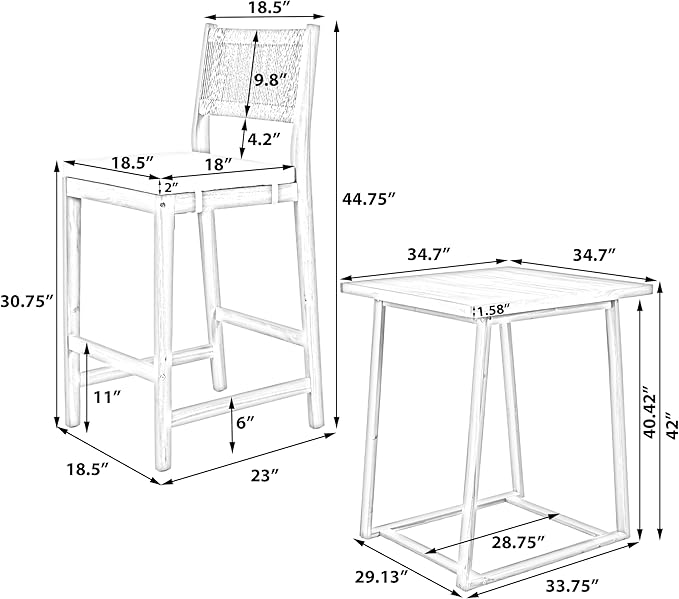 Merax 5 Pieces Acacia Wood Outdoor Patio Bar Set - Image 4