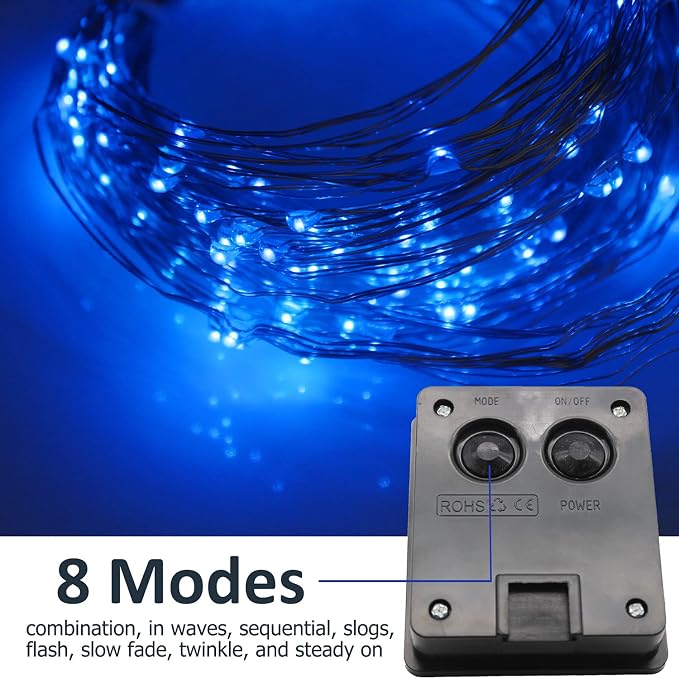 Solar Fairy String Lights Outside Blue, Waterproof Solar Powered Waterfall - Image 5