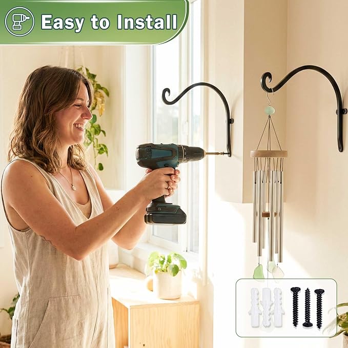 Qiang Ni Outdoor Bird Feeder Hanger Hooks: 12-Inch 50Lbs Wall Hanging Plant - Image 9