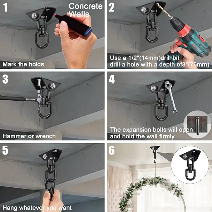 Hammock Hanging Kit, Hanging Chair Hardware 360°Rotating 1200 lb Capacity - Image 4