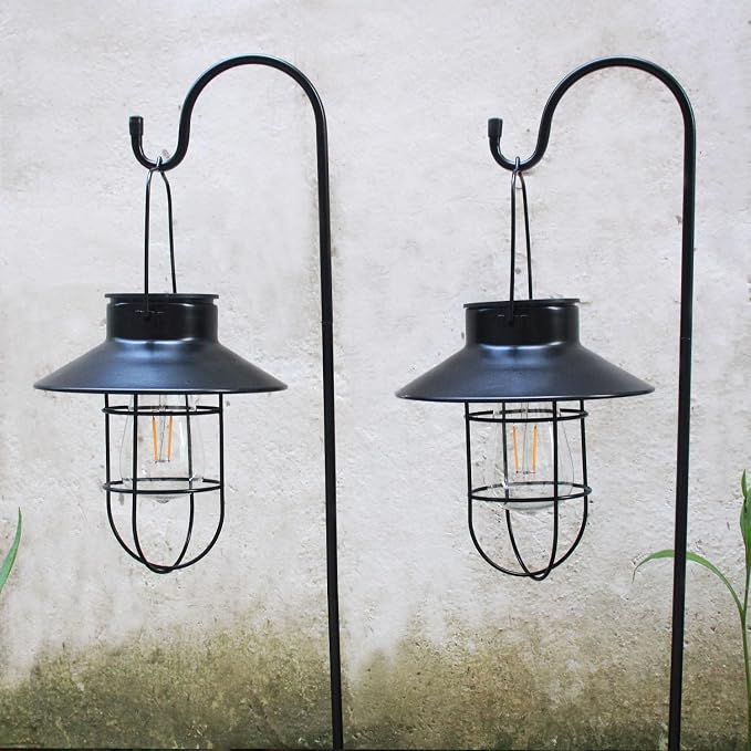 Solar Lantern 2pack Outdoor Hanging Light- Waterproof Vintage Metal Light - Image 7