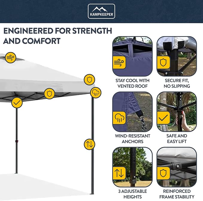 KAMPKEEPER 10x10 Pop-Up Canopy Tent, Waterproof, Portable Shade - Image 3