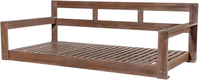 Harper & Bright Designs Patio Wooden Twin Size Porch Swing Daybed Frame - Image 7
