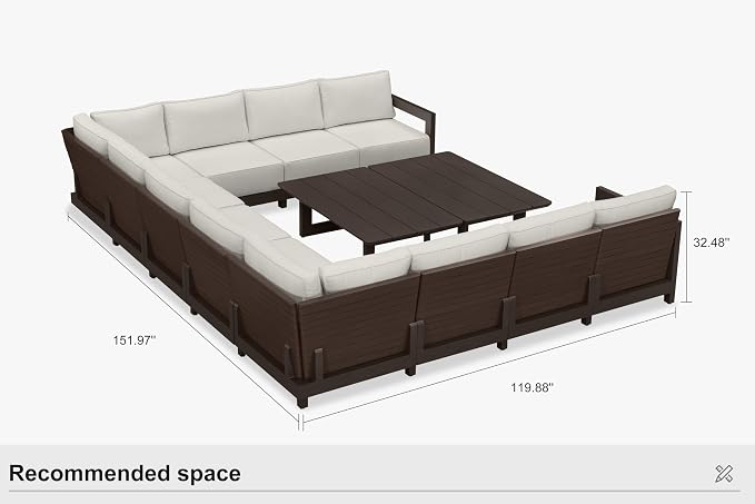 PURPLE LEAF Patio Furniture Set U-shaped Outdoor Couch - Image 9