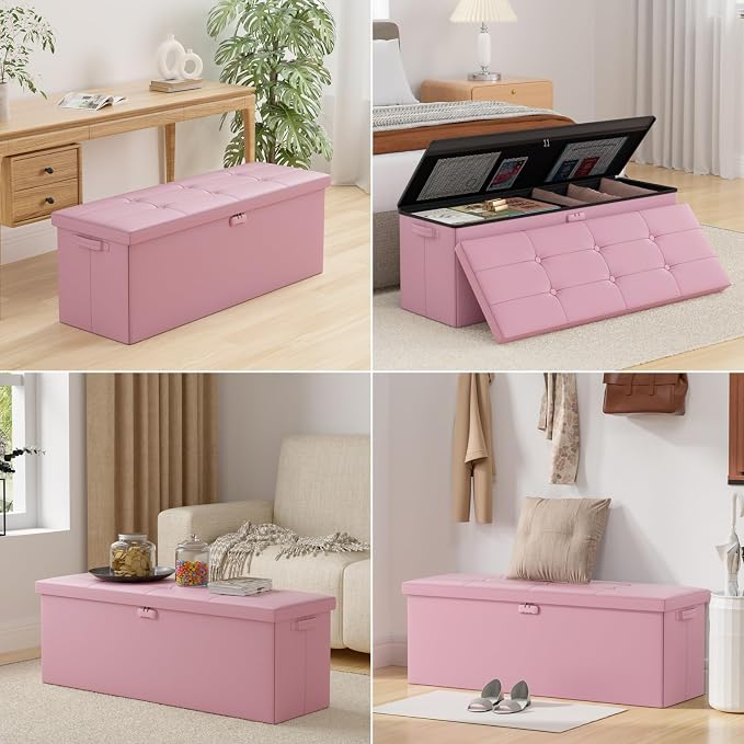 ENGPOW Storage Ottoman, Fireproof Folding Bench - Image 2