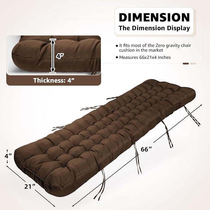 Patio Lounge Chair Cushion, Waterproof Zero Gravity Chair Cushions - Image 2