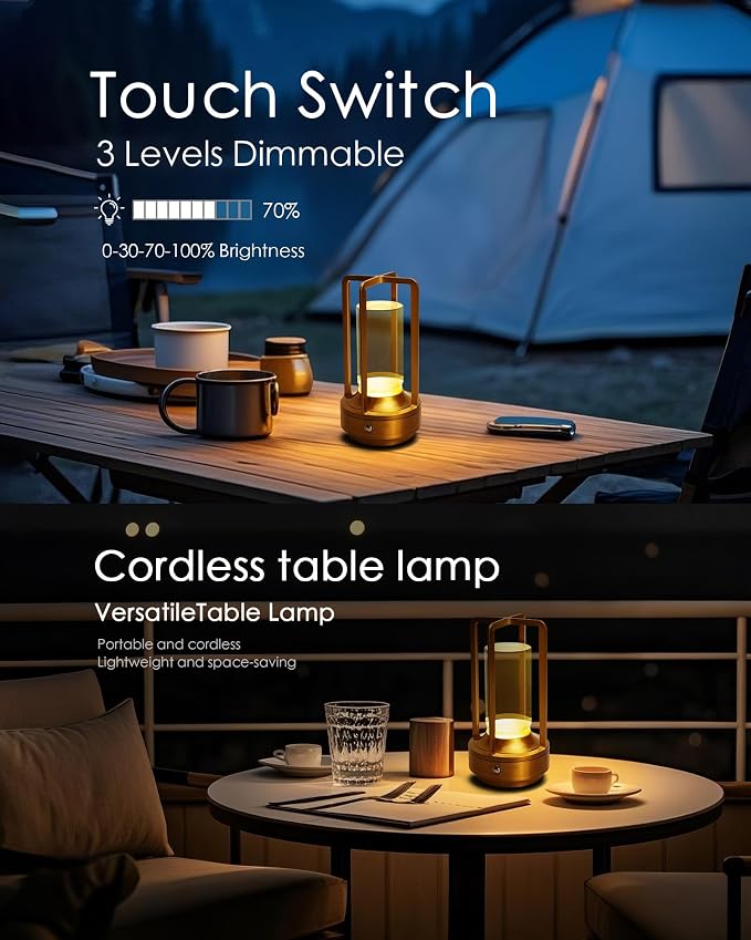 Set of 2 Cordless Table Lamps, LED Rechargeable Battery Operated Desk Lamps - Image 5