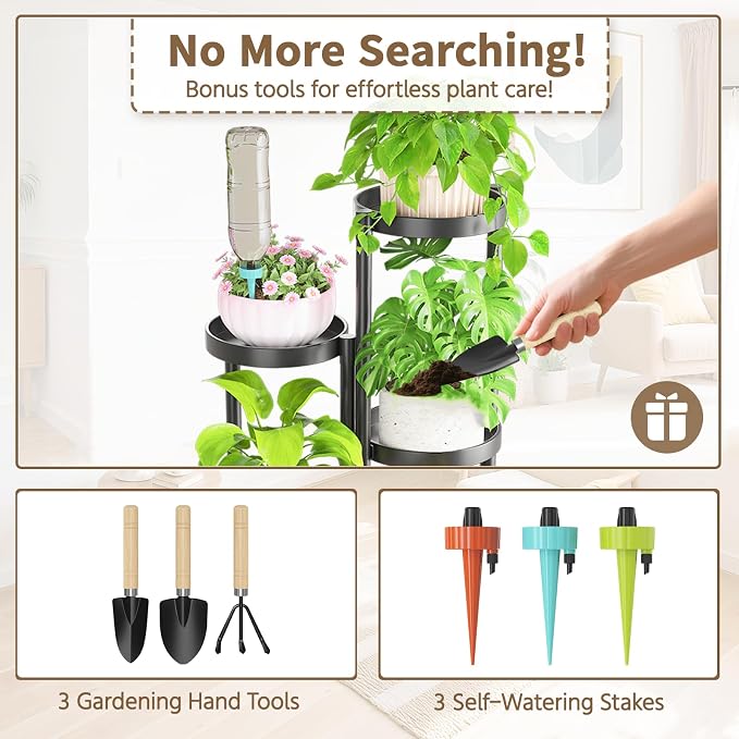 LASZOLA 5 Tiered Folding Tall Plant Stand Indoor - Image 2