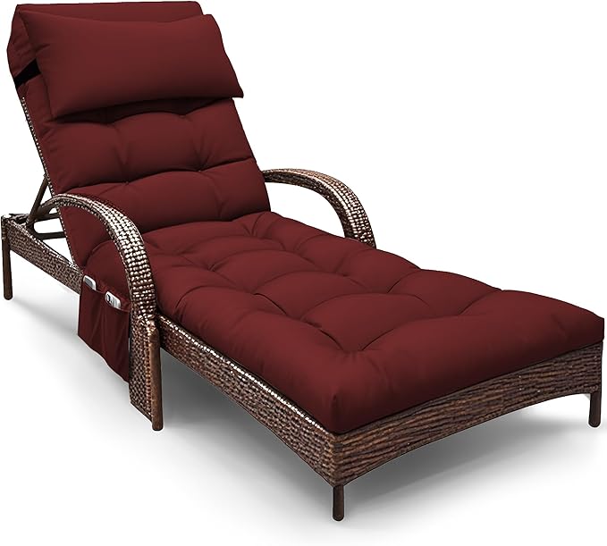 Outdoor Chaise Lounge Chair Cushion, Waterproof Outdoor Chair Cushions by Moutosne