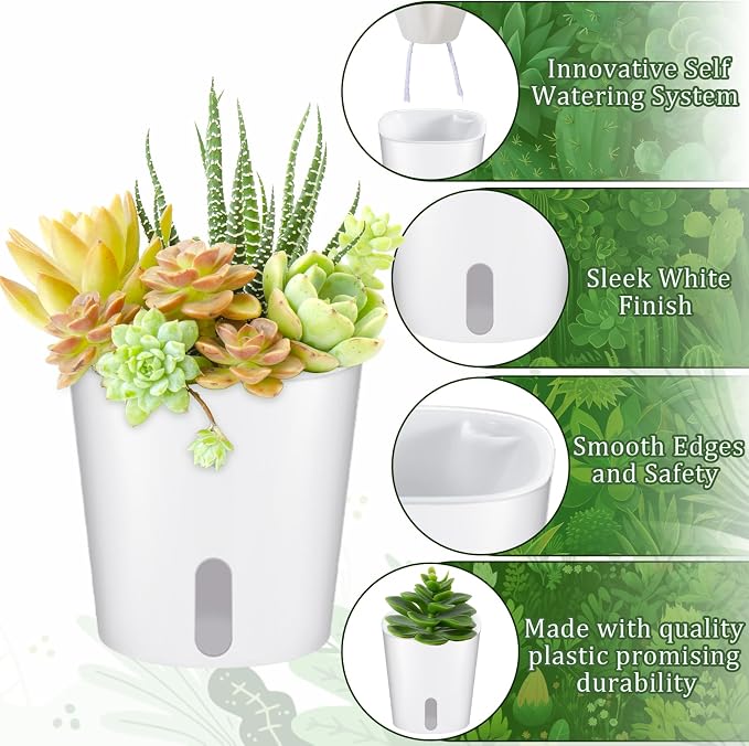 SHENLIU 3" Self Watering Pots, 20 Sets Plastic Self Watering Planters - Image 3