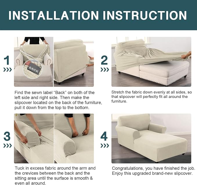 FantasDecor Chaise Lounge Cover Stretch Chair Lattice Slipcover - Image 7