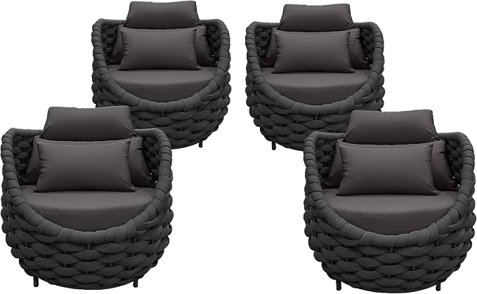TWT 6 Pieces Patio Sofas All-Weather Teslin Rope Balcony Furniture - Image 9