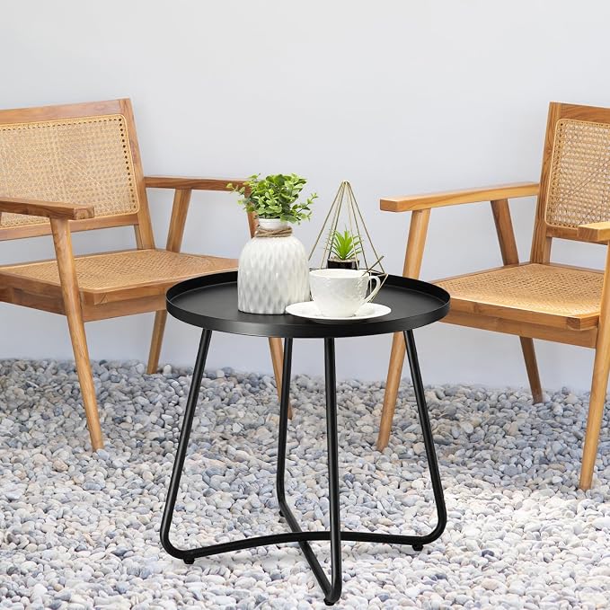 danpinera Outdoor Side Tables, Weather Resistant Steel Patio Side Table - Image 9