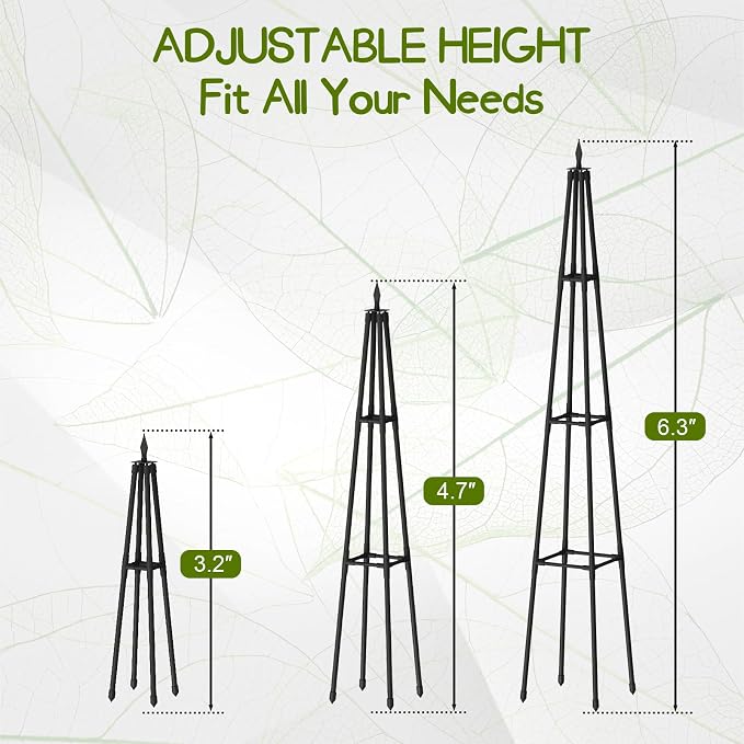 Obelisk Trellis for Climbing Plants Outdoor, 5.2 Ft Garden Trellis for Potted - Image 5