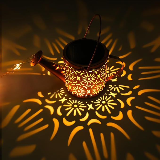 X-PREK Solar Garden Lights Outdoor Decoration, Metal Solar Watering Can Lights - Image 2